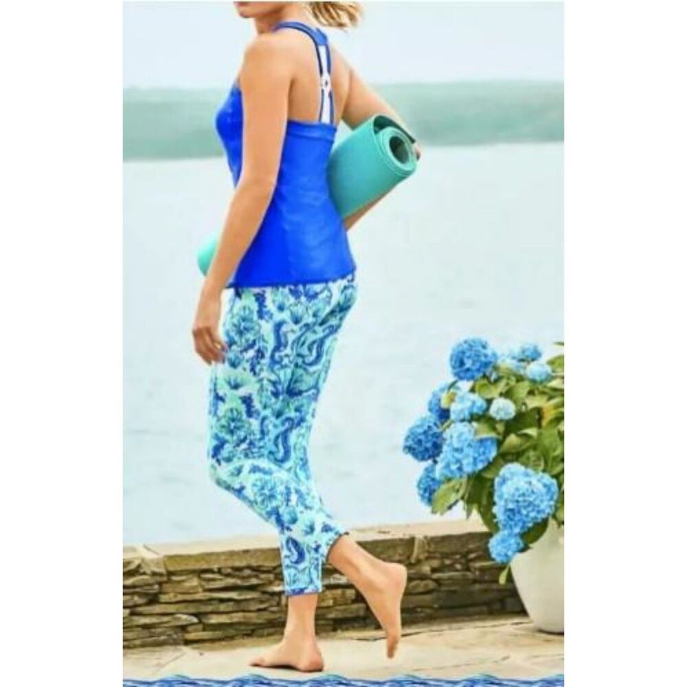 Lilly Pulitzer Weekender Leggings XXL 2X Sea Glass Aqua Seeing Double Mermaid
